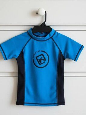 Short-Sleeve Surfing Blue & Black Rashguard Top 3T